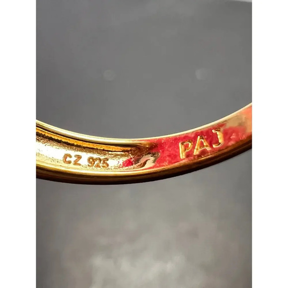 Trilogy CZ gold over sterling silver ring size 9 - Picture 3 of 9